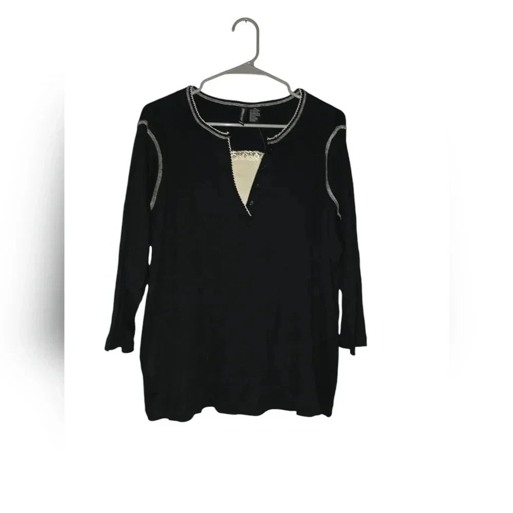 Womens Jason Maxwell, black 3/4 sleeve top, size 1x,  new with tags!